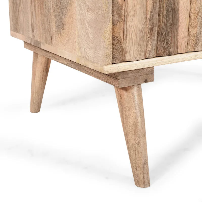 Meuble en bois de manguier fait main, style Mid-Century Modern, 2 tiroirs et 2 portes