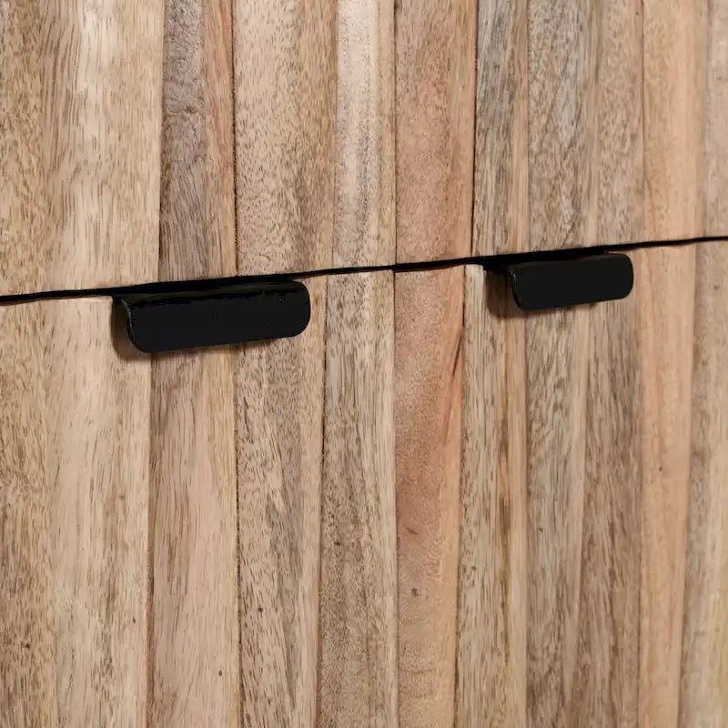 Meuble en bois de manguier fait main, style Mid-Century Modern, 2 tiroirs et 2 portes