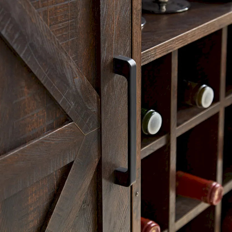 Meuble de bar à vin pour spiritueux et verres, bar à café de ferme, meuble avec casier à vin, buffet de porte de grange