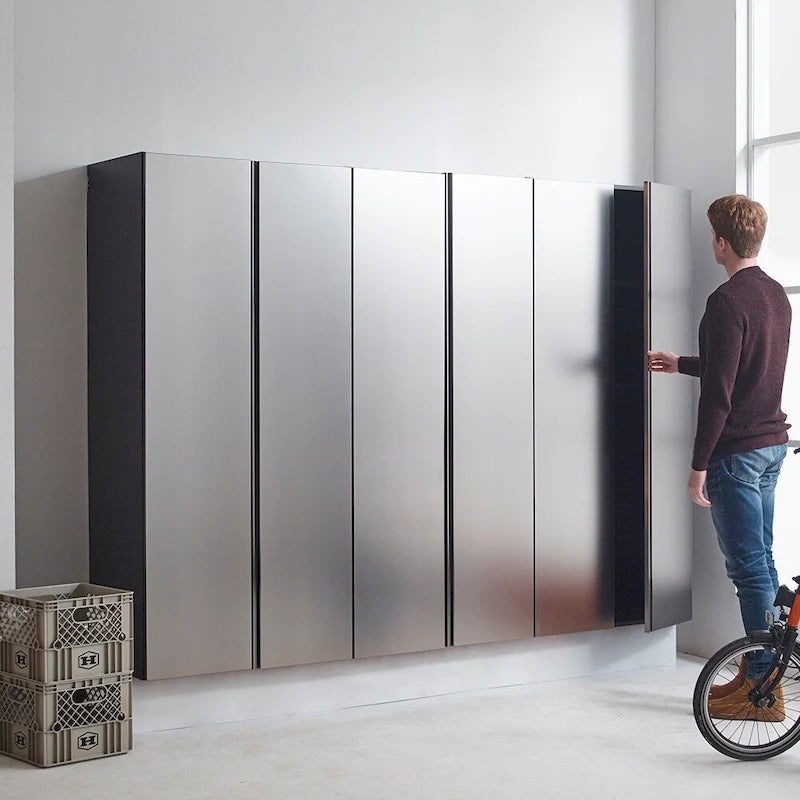 Série Meuble de Rangement Utilitaire en Bois Métallique Gris / Série Armoire Murale de Rangement Utilitaire en Bois