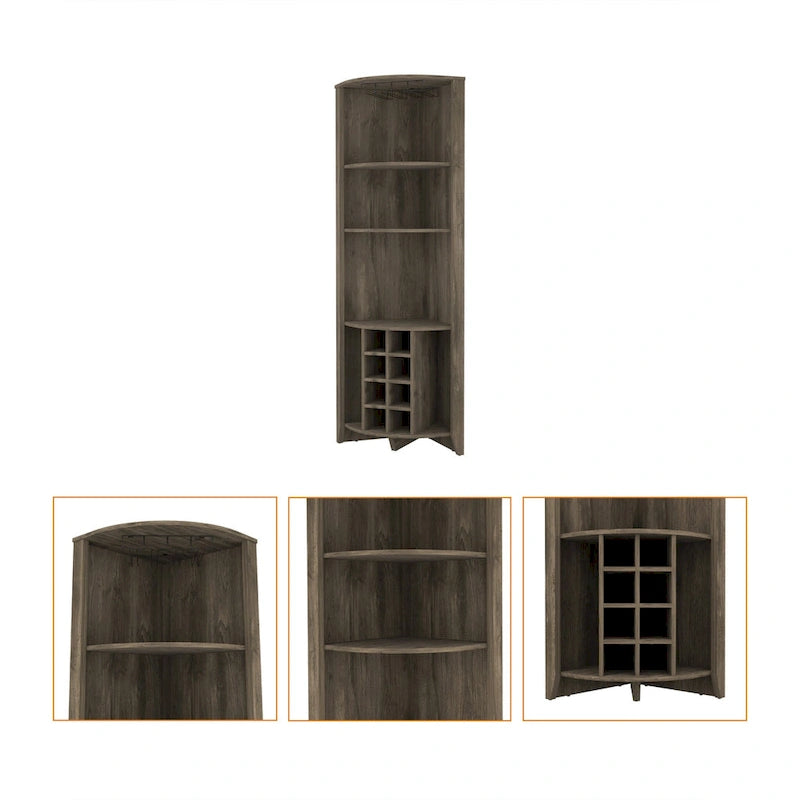 Meuble d'angle bar en bois marron foncé