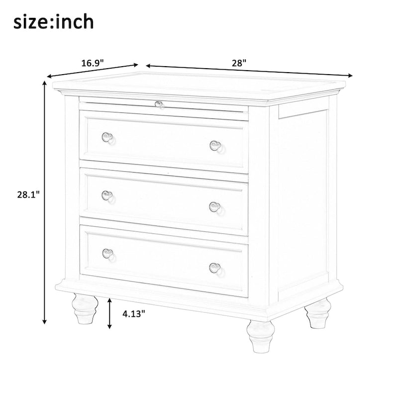 Meuble de rangement moderne en bois avec trois tiroirs pour chambre et salon