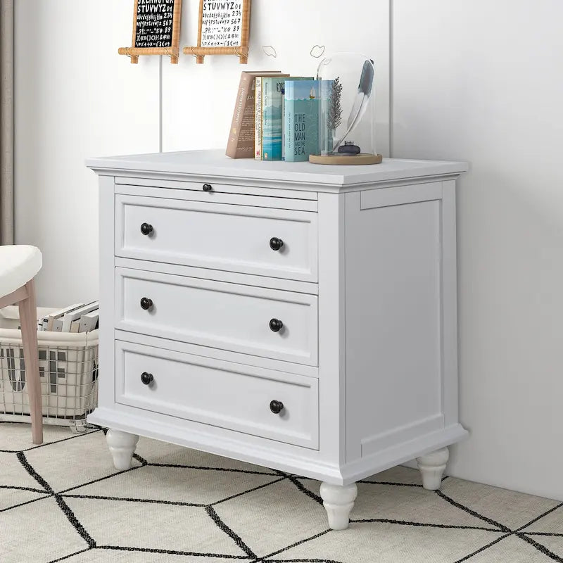 Meuble de rangement moderne en bois avec trois tiroirs pour chambre et salon