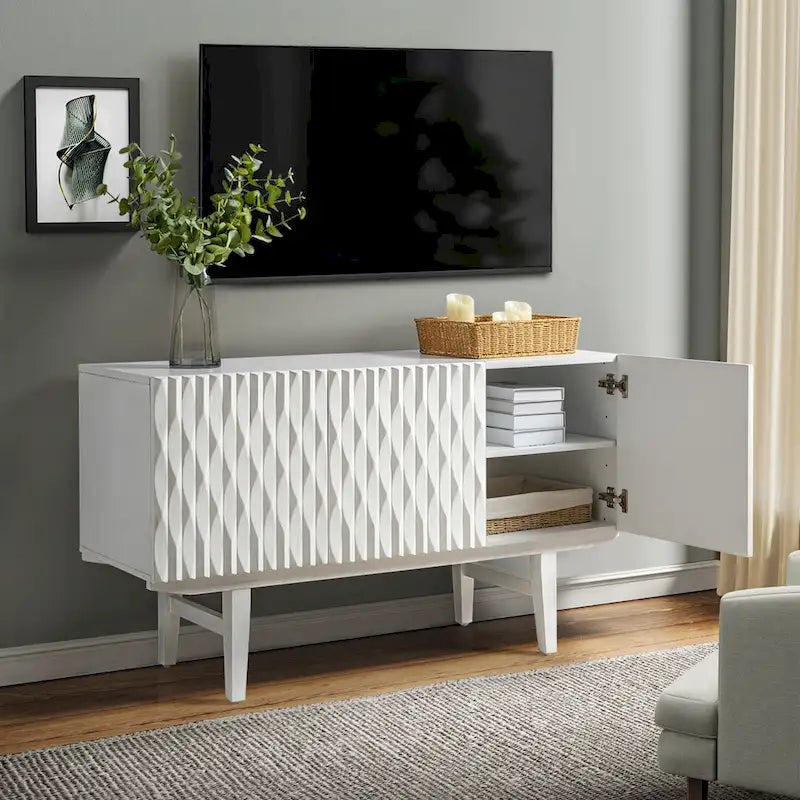 Buffet avec motifs géométriques sculptés modernes