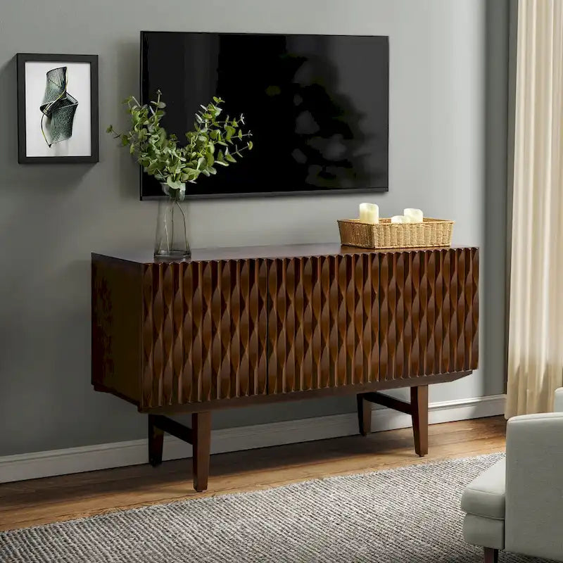 Buffet avec motifs géométriques sculptés modernes