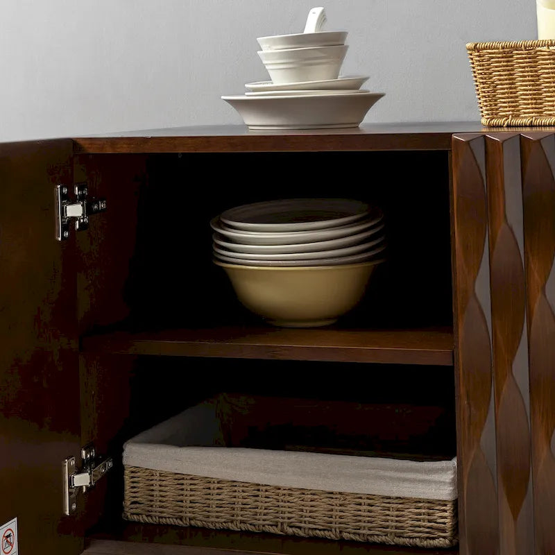Buffet avec motifs géométriques sculptés modernes