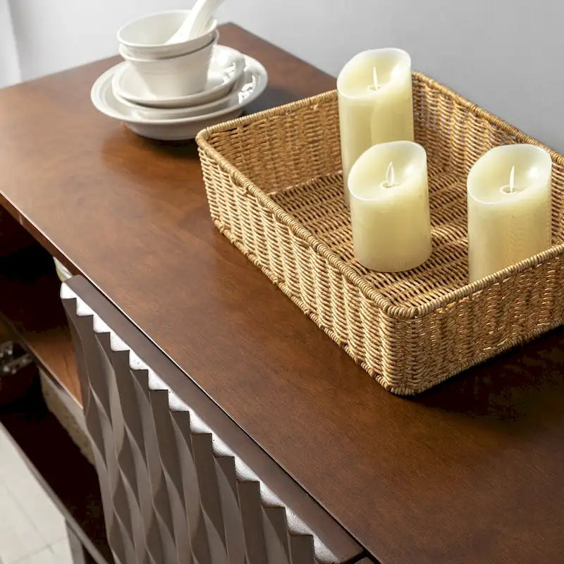Buffet avec motifs géométriques sculptés modernes
