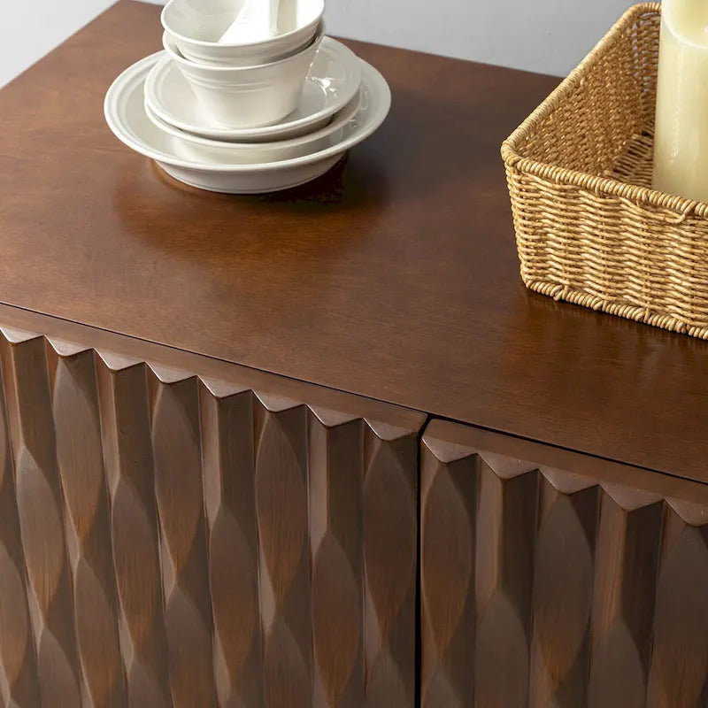 Buffet avec motifs géométriques sculptés modernes