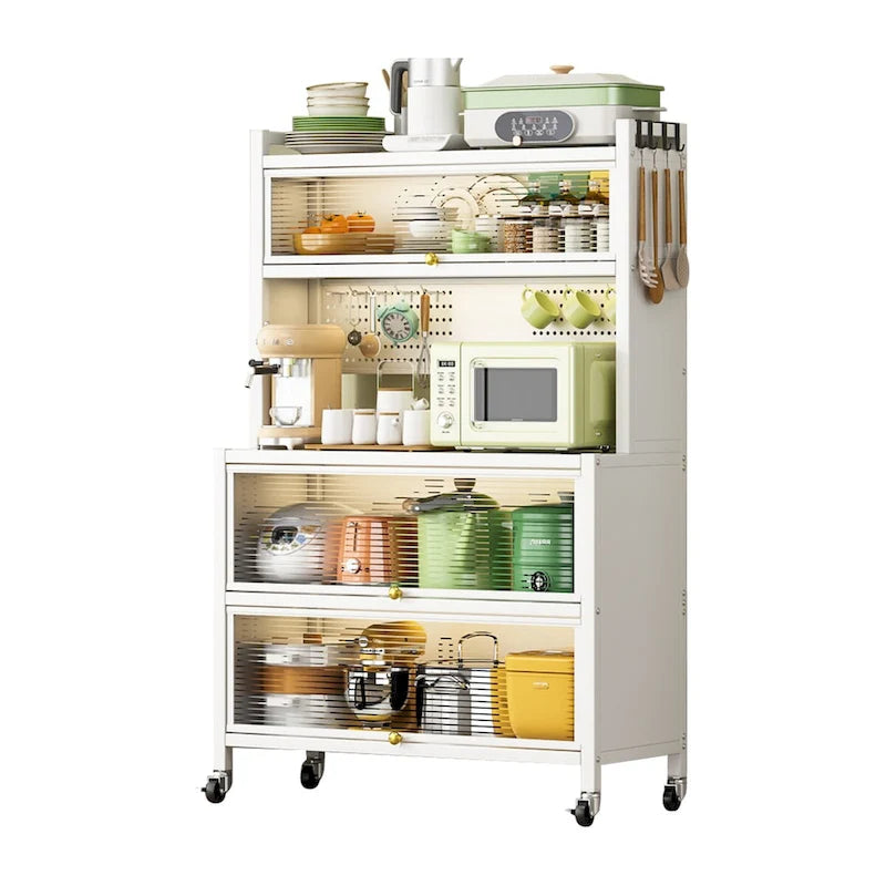 Armoires de rangement de cuisine à roulettes - Étagère de boulanger, Meuble étagère pour four à micro-ondes, Organisateur de rangement