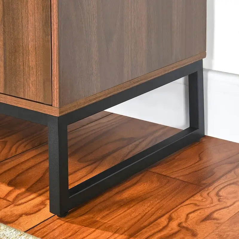 Buffet TV en bois avec 2 portes et étagères