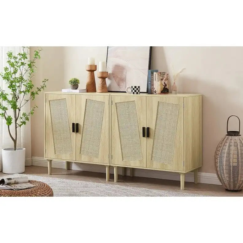 Meuble d'appoint 2 portes style bohème, buffet de rangement moderne du milieu du siècle, table console pour bureau à domicile