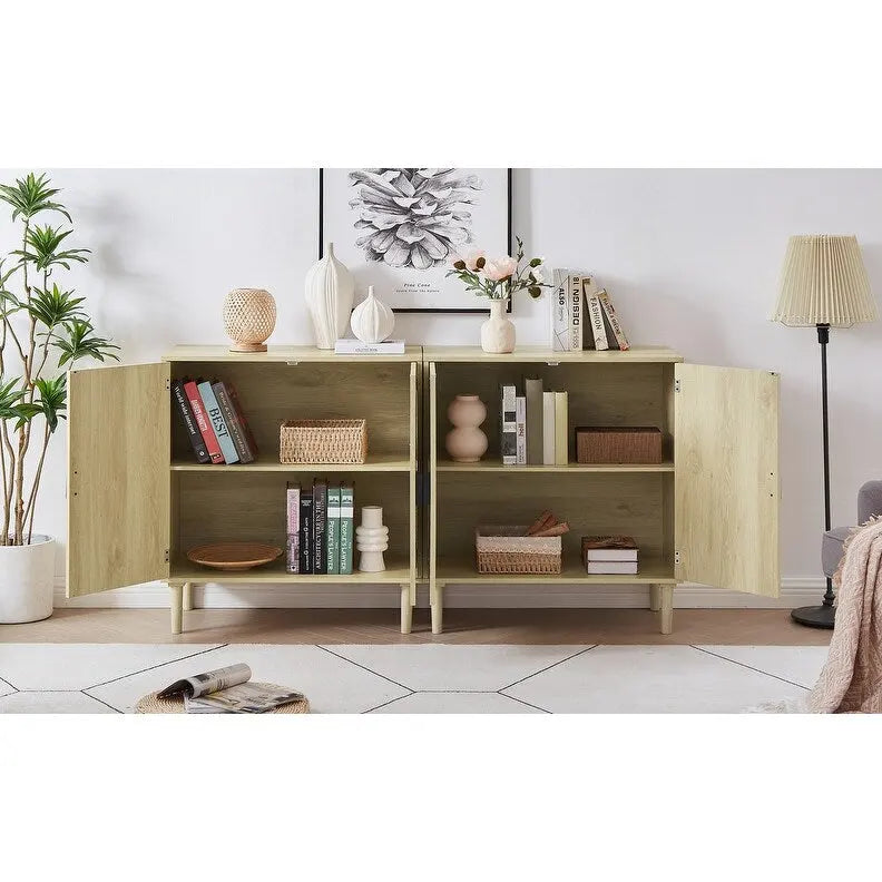 Meuble d'appoint 2 portes style bohème, buffet de rangement moderne du milieu du siècle, table console pour bureau à domicile