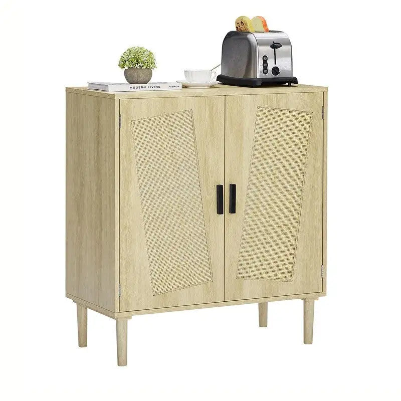 Meuble d'appoint 2 portes style bohème, buffet de rangement moderne du milieu du siècle, table console pour bureau à domicile