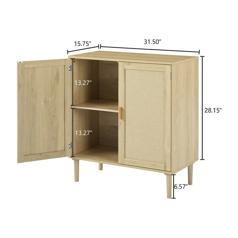 Meuble d'appoint 2 portes style bohème, buffet de rangement moderne du milieu du siècle, table console pour bureau à domicile