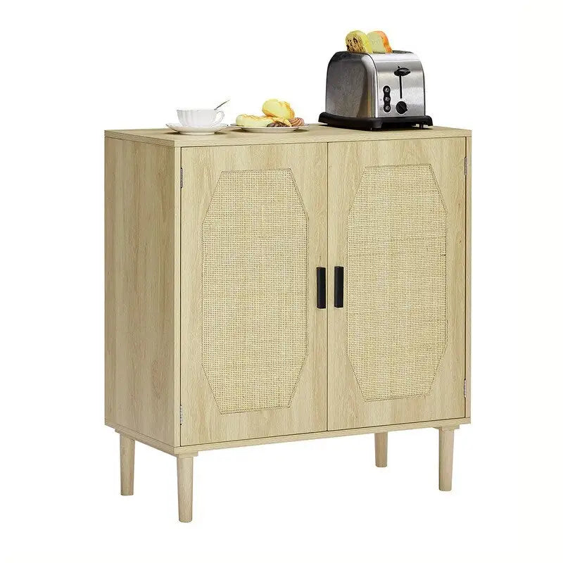 Meuble d'appoint 2 portes style bohème, buffet de rangement moderne du milieu du siècle, table console pour bureau à domicile
