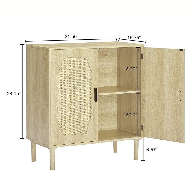 Meuble d'appoint 2 portes style bohème, buffet de rangement moderne du milieu du siècle, table console pour bureau à domicile