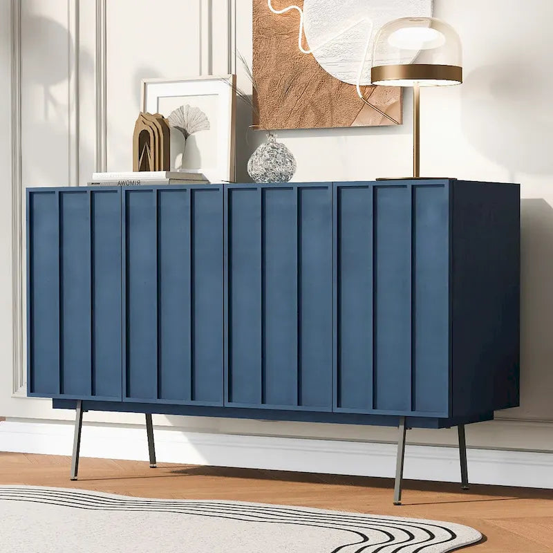 Meuble bas moderne à 4 portes avec étagères réglables