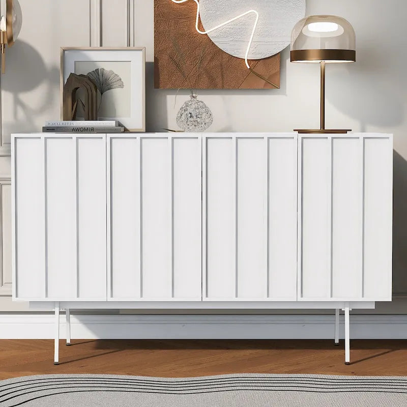 Meuble bas moderne à 4 portes avec étagères réglables