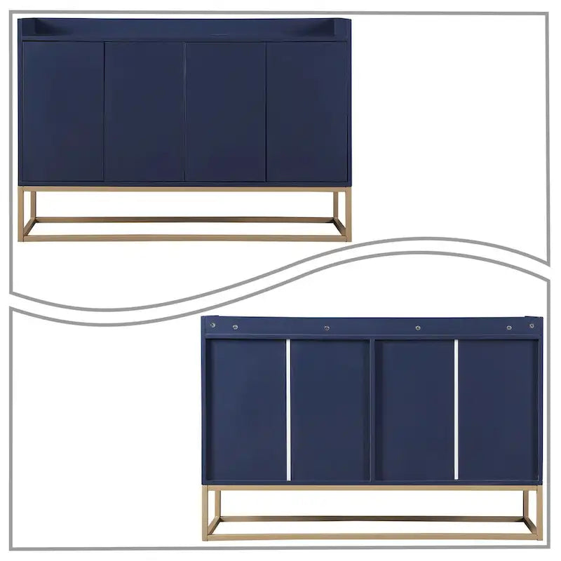 Buffet bas autoportant en bois au design minimaliste avec pieds en métal
