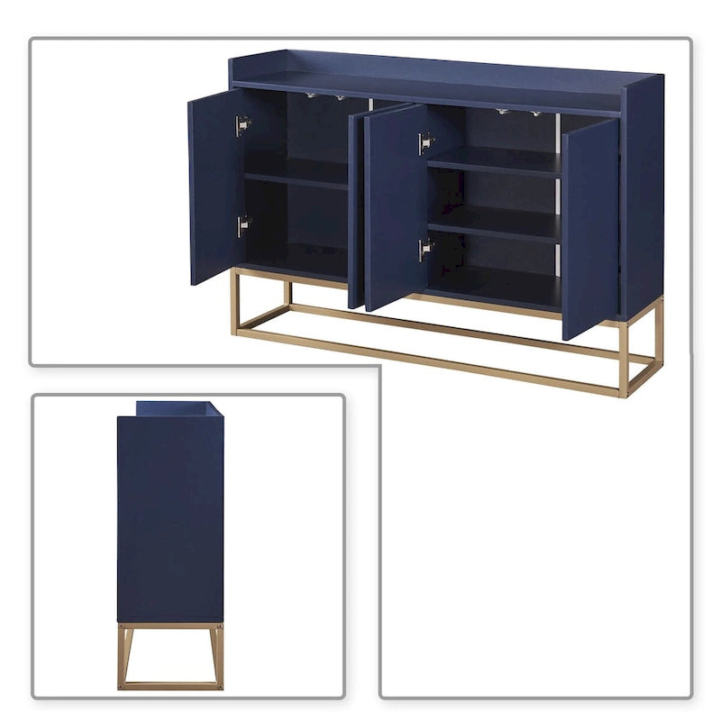 Buffet bas autoportant en bois au design minimaliste avec pieds en métal