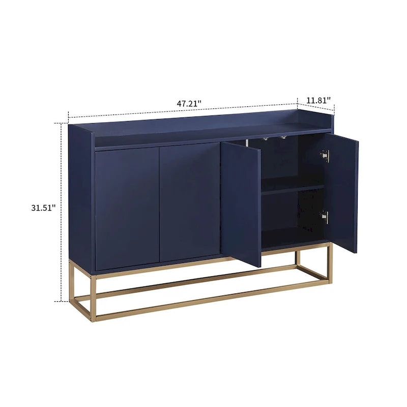 Buffet bas autoportant en bois au design minimaliste avec pieds en métal