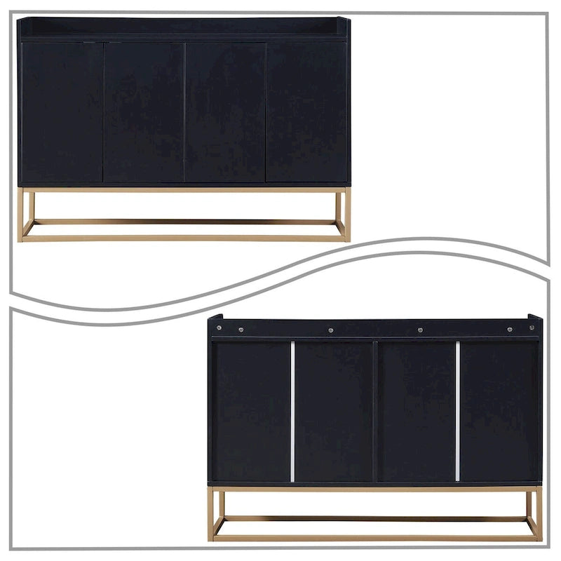 Buffet bas autoportant en bois au design minimaliste avec pieds en métal
