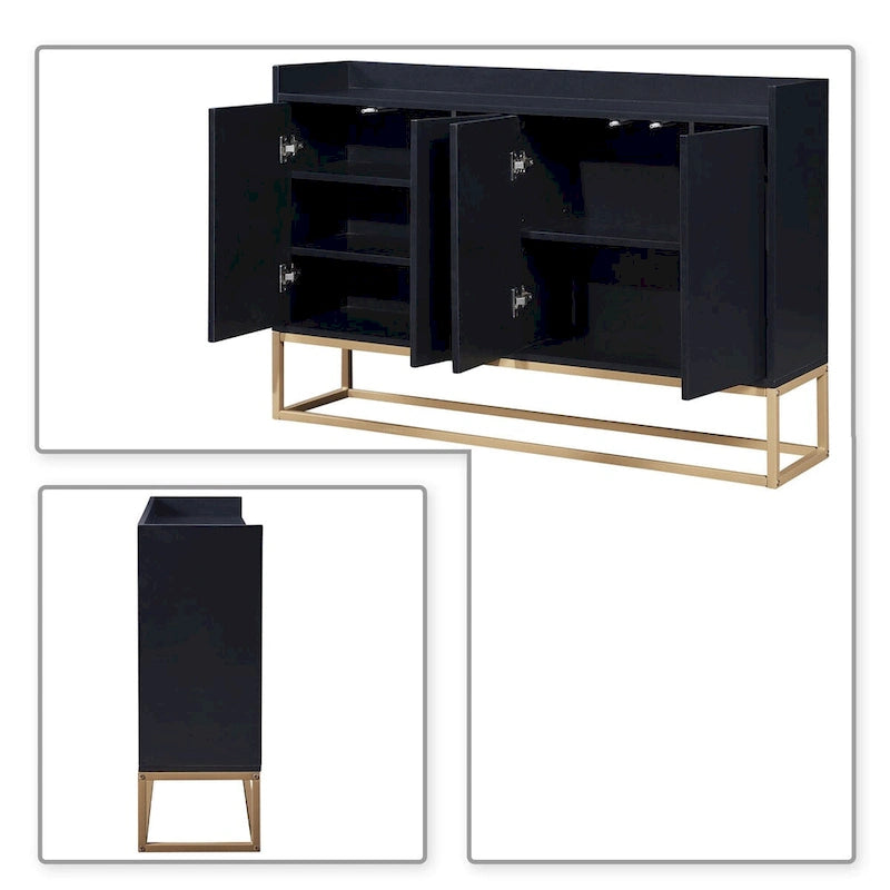 Buffet bas autoportant en bois au design minimaliste avec pieds en métal