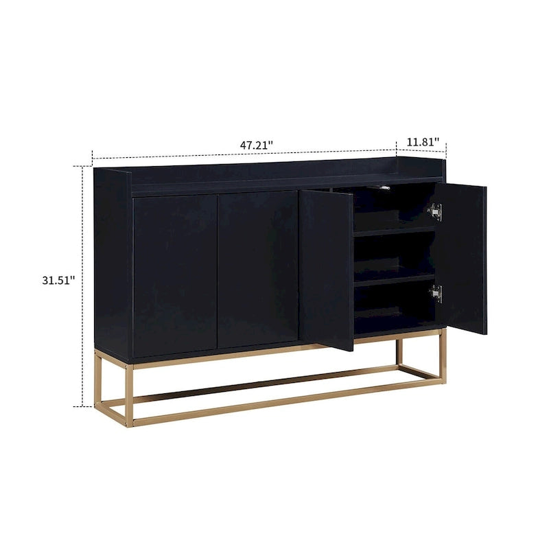 Buffet bas autoportant en bois au design minimaliste avec pieds en métal