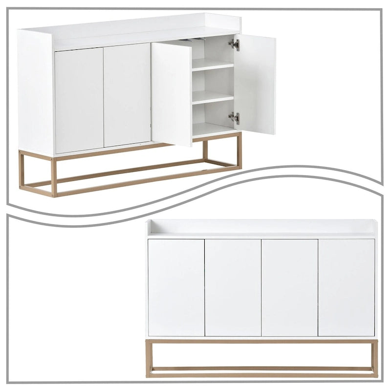 Buffet bas autoportant en bois au design minimaliste avec pieds en métal