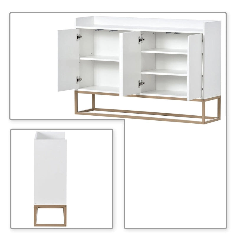Buffet bas autoportant en bois au design minimaliste avec pieds en métal
