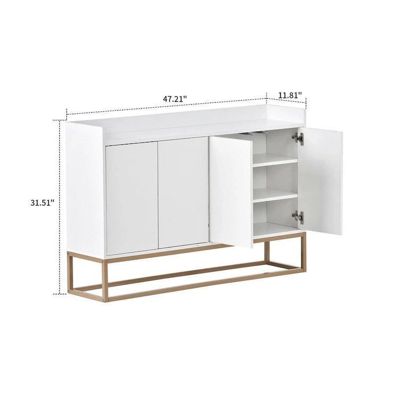 Buffet bas autoportant en bois au design minimaliste avec pieds en métal
