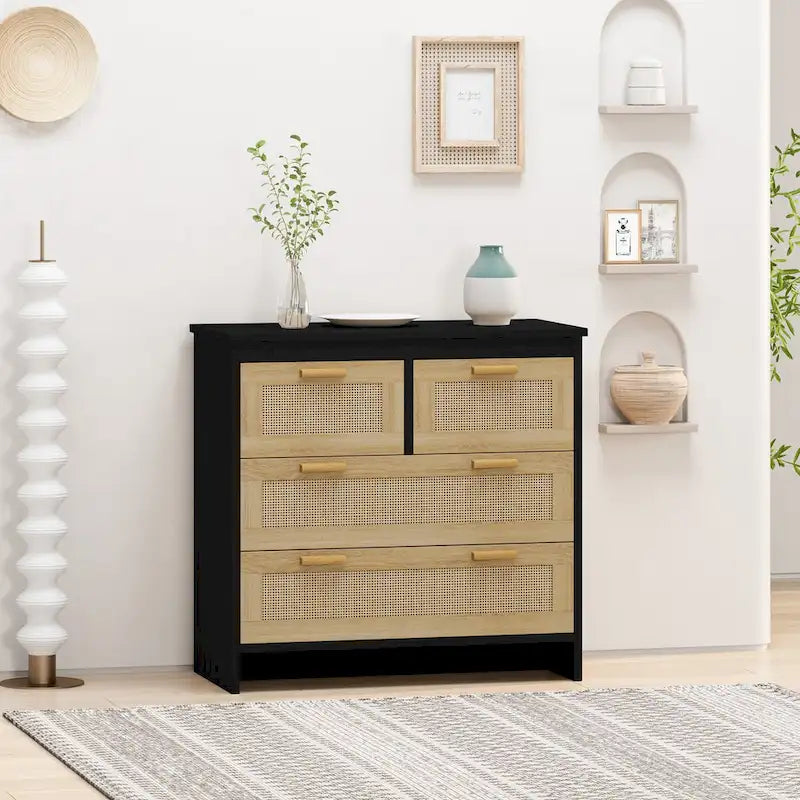 Meuble de chambre 4 tiroirs en rotin