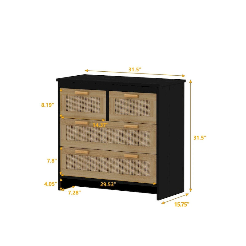 Meuble de chambre 4 tiroirs en rotin