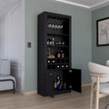 Buffet de bar moderne à 4 niveaux de 74 po avec porte-verres à pied, meuble à vin, meuble à liqueurs, 10 casiers à bouteilles et 4 étagères