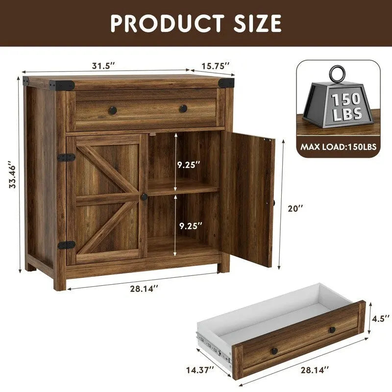 Meuble d'appoint pour bar à café – 15,75P x 31,5L x 33,46H