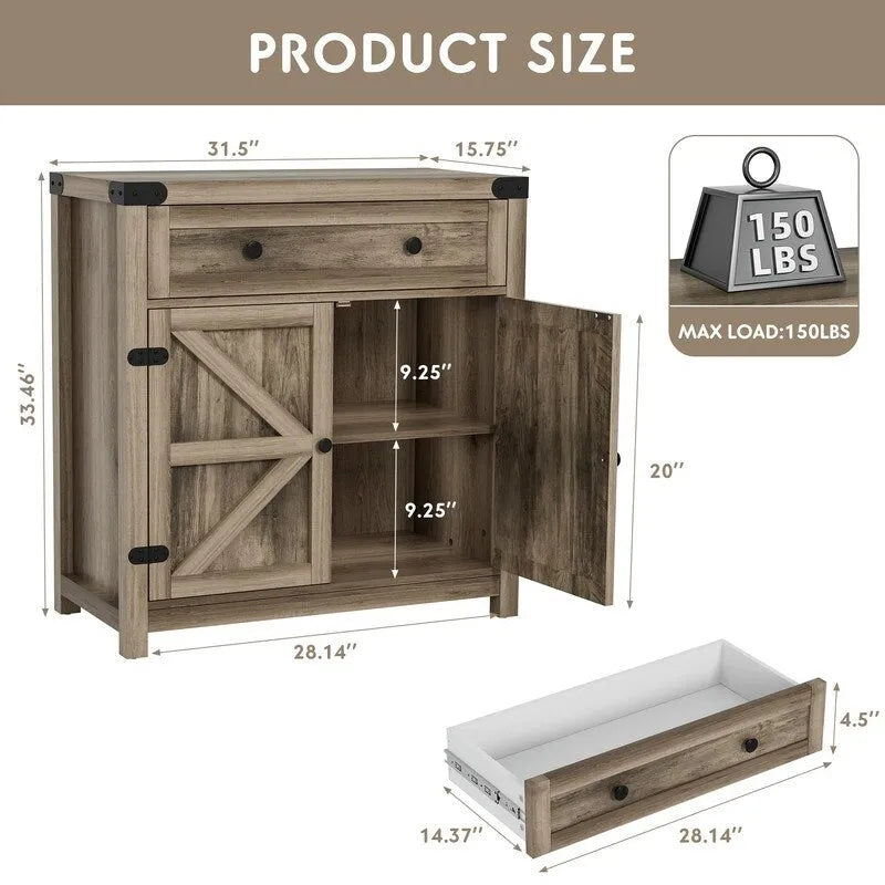 Meuble d'appoint pour bar à café – 15,75P x 31,5L x 33,46H