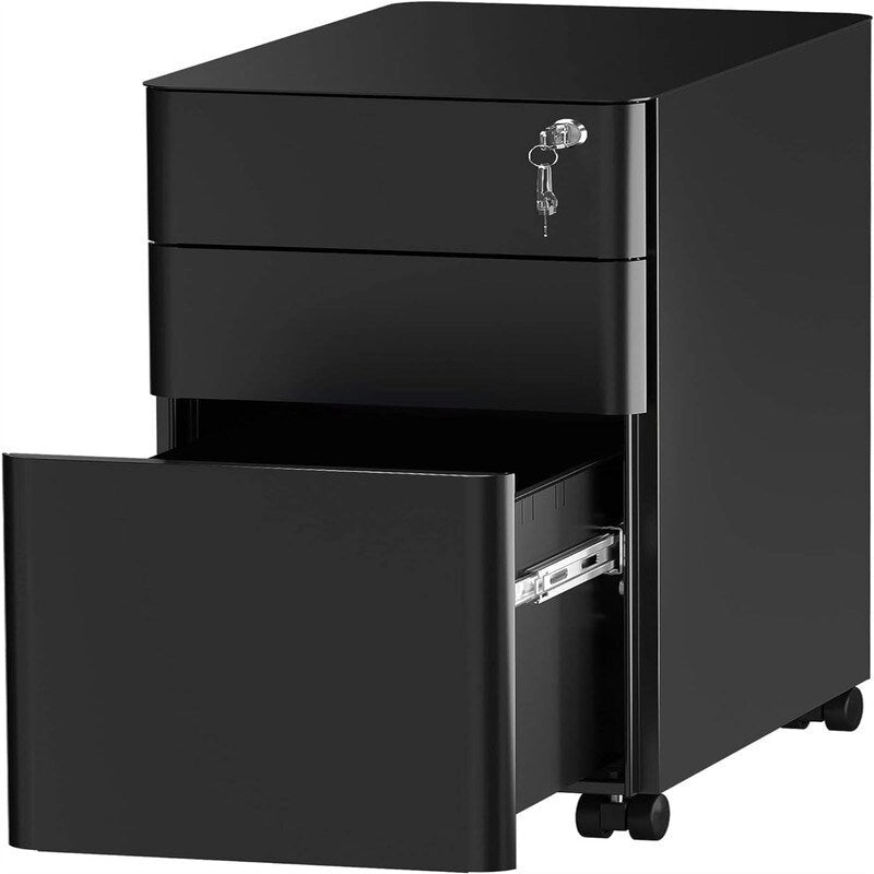 Caisson de classement fin à 3 tiroirs avec serrure - 46P x 30L x 59,4H cm