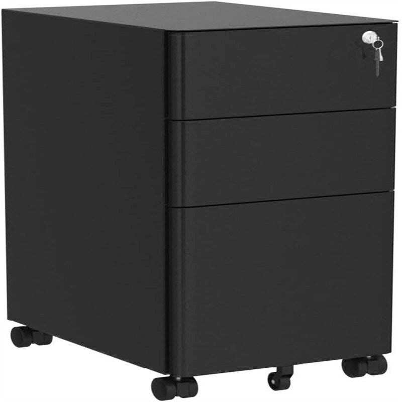 Caisson de classement fin à 3 tiroirs avec serrure - 46P x 30L x 59,4H cm