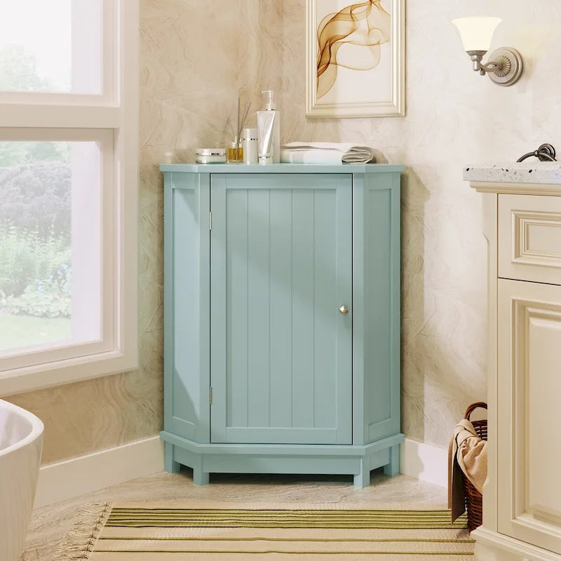 Meuble d'angle de salle de bain avec étagère réglable