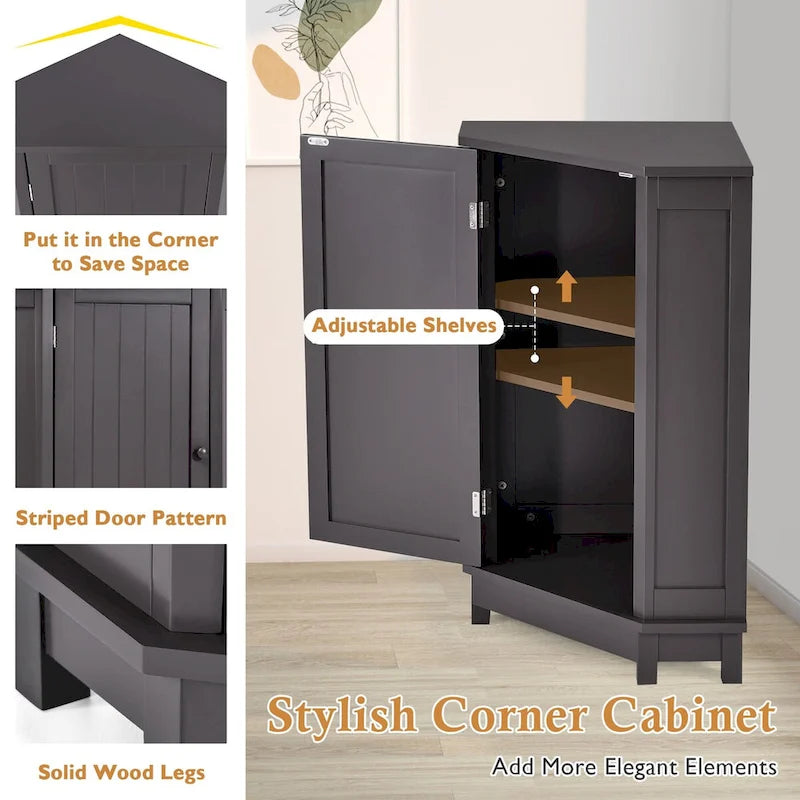 Meuble d'angle de salle de bain avec étagère réglable