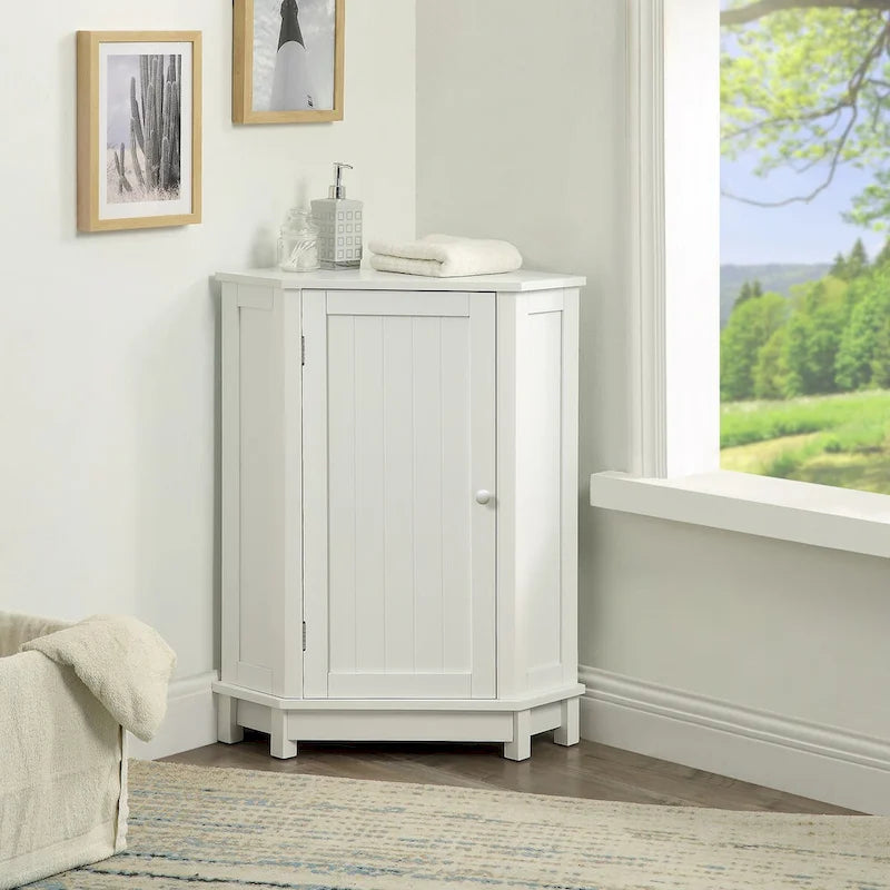 Meuble d'angle de salle de bain avec étagère réglable