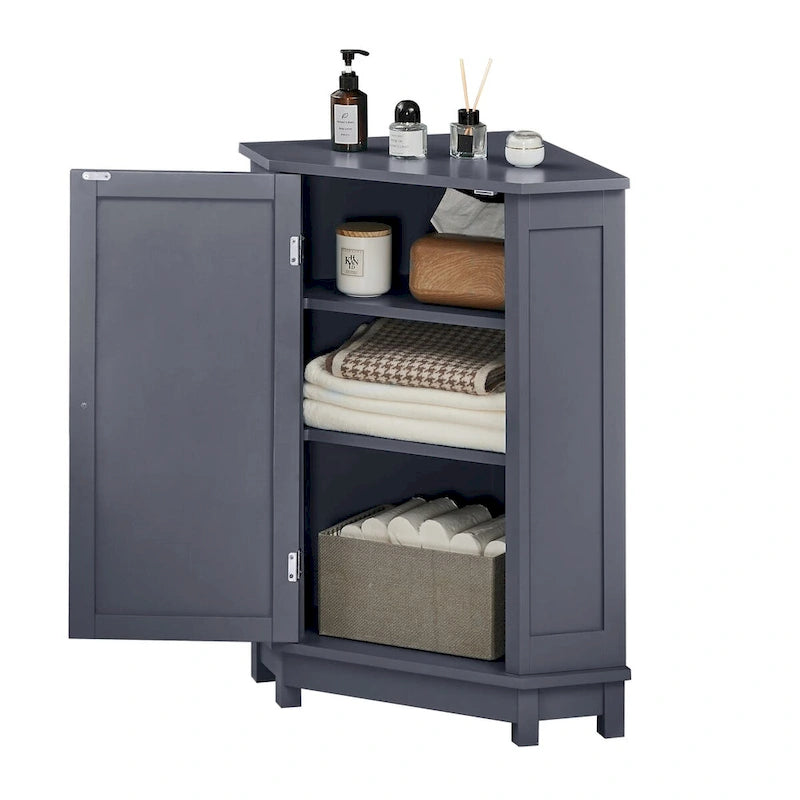 Meuble d'angle de salle de bain avec étagère réglable
