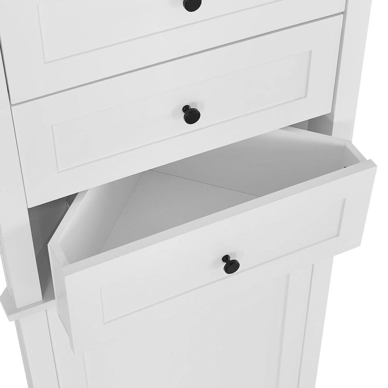 Meuble haut triangulaire avec 3 tiroirs et étagères réglables pour salle de bain, cuisine ou salon - 23,00 L * 13,40 l * 68,90 H