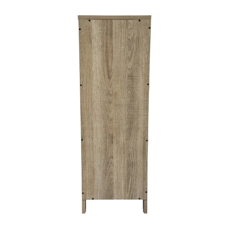 Meuble de rangement bas avec 2 tiroirs, une étagère ouverte et patins de protection