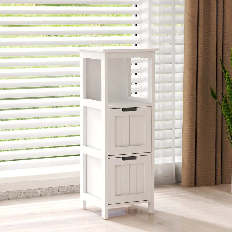Meuble de salle de bain avec 2 tiroirs et 1 étagère de rangement