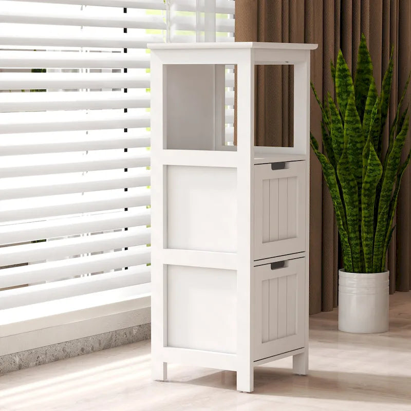 Meuble de salle de bain avec 2 tiroirs et 1 étagère de rangement