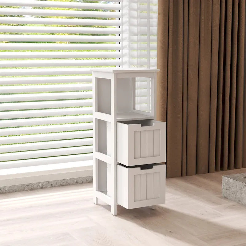 Meuble de salle de bain avec 2 tiroirs et 1 étagère de rangement
