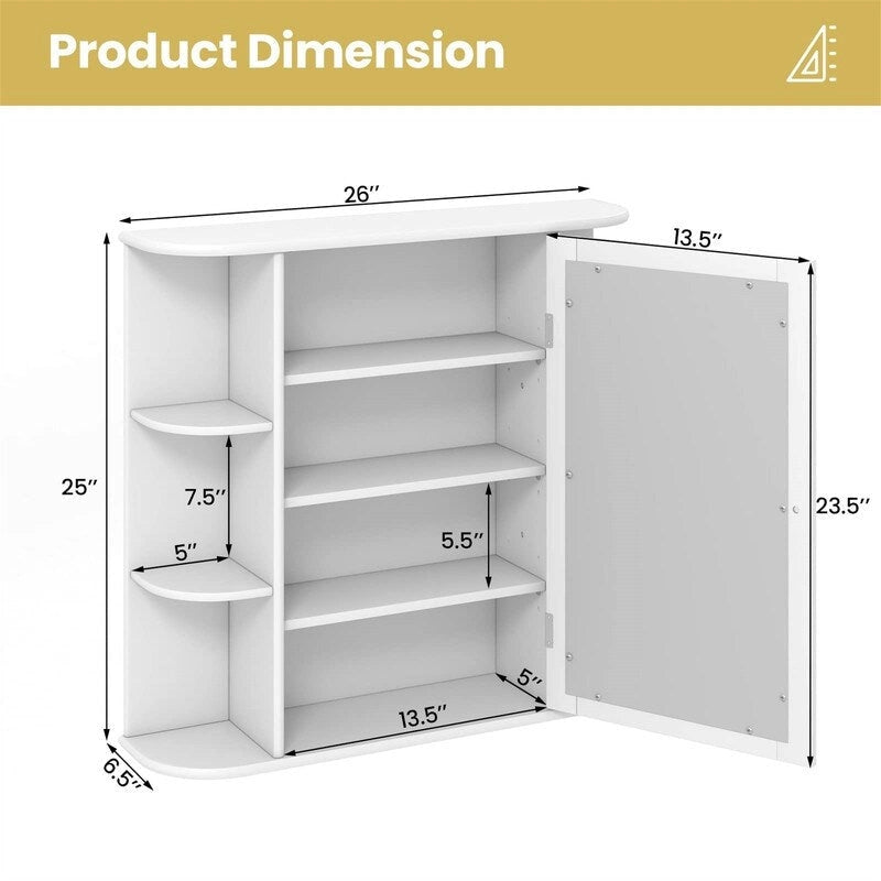 Armoire de toilette avec miroir - 6.5P x 26L x 25H