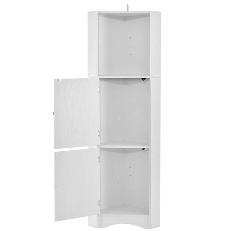 Meuble d'angle haut de salle de bain, meuble de rangement autonome avec portes et étagères réglables