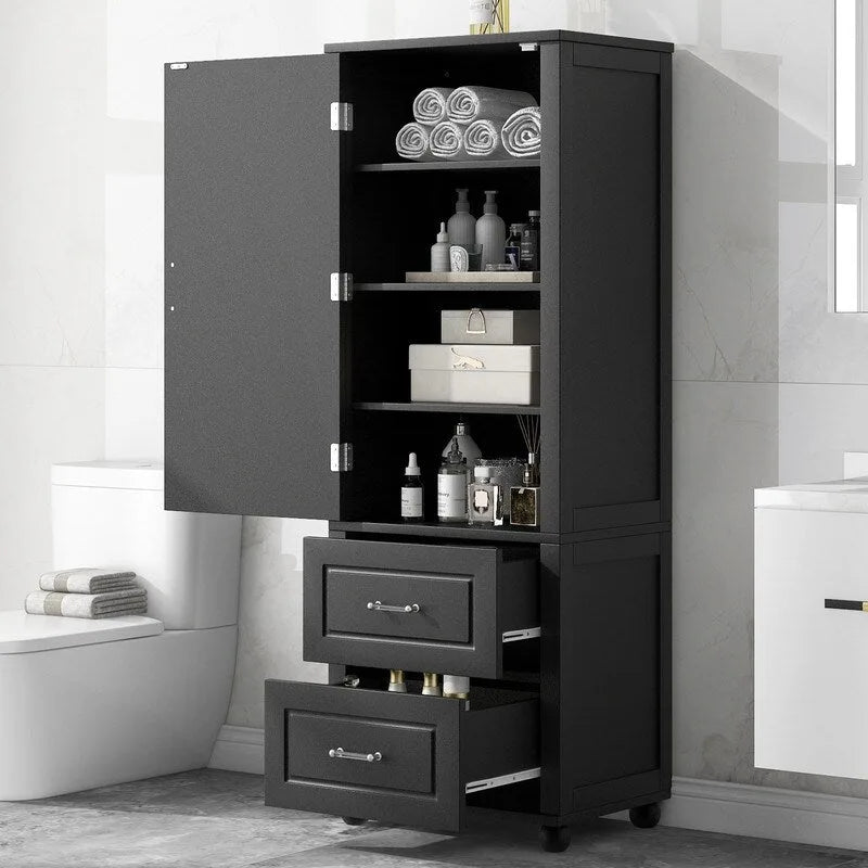 Meuble haut de rangement de salle de bain avec deux tiroirs et une étagère réglable